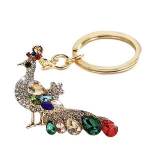 Peacock Animal Keychain Sparkling Crystal Bag/Key Charm